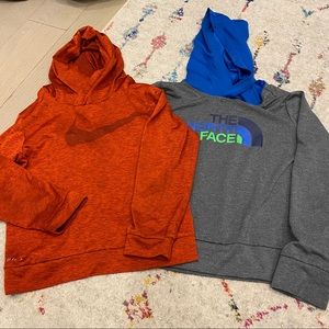 Lot of 2 long sleeve hooded lightweight shirts